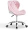 CLIPOP Bürostuhl ohne Armlehne, Drehstuhl 360°, Schreibtischstuhl mit Rollen, höhenverstellbar, bis 120 Kg belastbar, für Arbeitszimmer, Schlafzimmer, Homeoffice, Schminkbereich, Rosa+Weiß