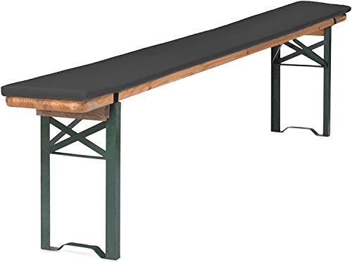 TexDeko Bierbankauflage (MINI 110cm) gepolstert für Bierzeltgarnitur 110x25x4cm XL Polsterung Biertisch-Auflage (Premium-Wasserabweisend, Anthrazit)