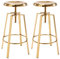 Brage Living Atlas – Lot de 2 tabourets de bar industriels, réglables et pivotants à quatre pieds en métal, hauteur de comptoir dos nu, chaises de bar pour cuisine, salle à manger (doré)
