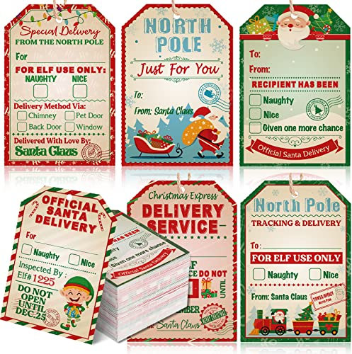 120 Stücke Weihnachten Geschenkanhänger Weihnachten Kraftpapier Geschenkanhänger Weihnachten Namensschild Hänge Etikett mit Schnur für DIY Geschenk Verpackung Stempel Dekor (Helle Farbe)