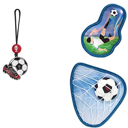 Step by Step Magic MAGS „Soccer Lars“, 3-teilig, 2 Magnet-Applikationen und 1 Anhänger, Ergänzung für Schulranzen oder Vorschulrucksack, blau-schwarz-weiß