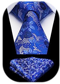 HISDERN Herren Hochzeit Krawatte Einstecktuch Party Business Paisley Blumen Krawatte & Einstecktuch Set