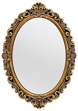 OIGUMR Ovaler Kleiner Wandspiegel, Vintage, Hängespiegel für Schlafzimmer, Wohnzimmer, Kommode, Dekor (Gold, Rahmengröße: 30,5 x 21,1 cm)