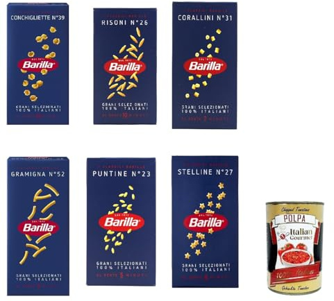 Italian Gourmet Testpaket pastina mista pasta italiana Nudeln Mix 6 x 500g | Risoni, conchigliette, corallini, gramigna, puntine e stelline für brodo e, Gesamtnettogewicht 3 kg + Kostenlos Polpa 400g