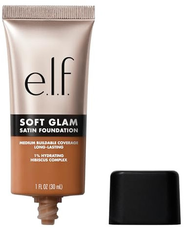 e.l.f. Soft Glam Foundation, Mittlere Deckkraft, Langanhaltende & Aufbauende Foundation Für Ein Glattes, Seidenmattes Finish, Vegan & Tierversuchsfrei, 51 Deep Cool