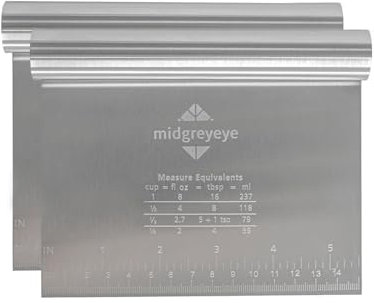 Midgreyeye 2 Rasqueta De Masa De Acero Inoxidable Con Escala De Medición, Raspador De Pizza, Cortador De Masa, Rascador De Cocina Para Tartas, Tartas, Pizza, Utensilios De Hornear (15 * 12.5cm)