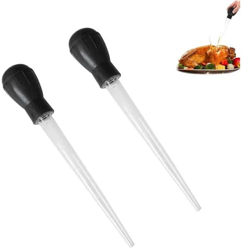 Aczyqws 2 Pcs Turkey Baster Large,Chicken Basting Cooking Pipette,Aquarium Injector, Plastic Dropper Rubber Head