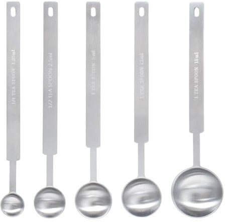 5 Pcs Stainless Steel Coffee Scoop, Tablespoon Measuring Spoon, Tablespoon Scoop, Coffee Spoon for Measuring, with Long Handle, for Ground Coffee, Beans, Powder (1.25/2.5/5 /7.5/15 ml)