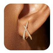 Halora Ohrstecker Gold Ohrringe Stecker Damen Goldene Klein Ohrringe Earrings for Women Schmuck Double Zirkonia Gold