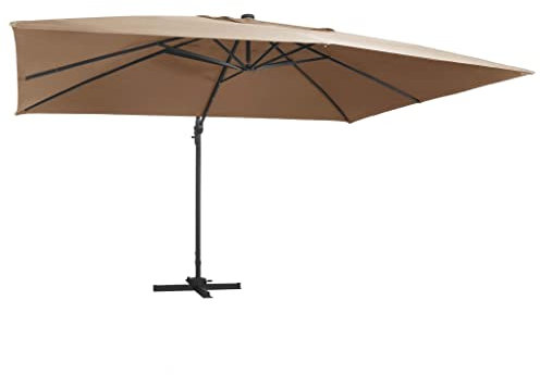 Generisch Pangshiyuan Ampelschirm mit LED-Beleuchtung Alu-Mast 400x300 cm Taupe,jiangboyue-47007