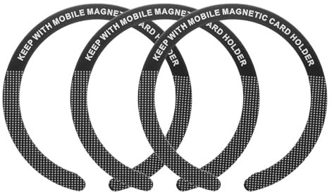 sourcing map Magnetic Adapter Ring, 3Pcs Magnetic Sticker Ring C-Shape Metal Universal Magnet Wireless Charging Conversion Kit for Mobile Phone Case Wireless Charger, Black