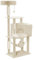 FIVMEN Kratzbaum Groß 134 cm Hoch Katzenbaum Katzenkratzbaum Beige mit Kratzsäulen, Katzenhöhle, Korb, Hängematte, Sisal-Seil Plüsch Katzenmöbel Kletterbaum für Katzen, 55,5x39x134 cm