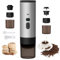 3 en 1 cafetera portátil, 72 W, cafetera, portátil, 12 V, café expreso recargable, USB, café espresso con cápsulas, depósito de agua, 90 ml, para oficina, camping, coche de viaje (gris)
