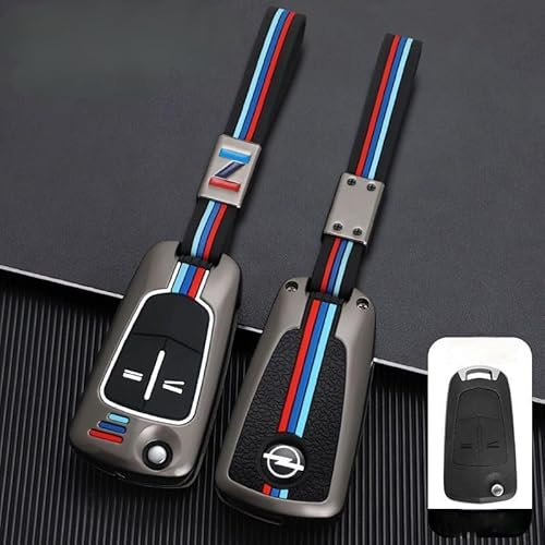 MCHHYL Auto Leder Schlüsselanhänger Tasche für Opel Manta GSe ElektroMOD 2021, Schutz Schlüsseltasche Wasserdicht mit Metallhaken,Black-Lanyard Style