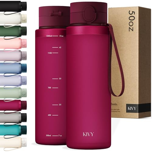 KIVY Tritan Botella de Agua 1.5L [IRROMPIBLE] - Water Bottle Sin BPA para Gimnasio, Gym & Deporte - Garrafa Reutilizable de Plástico Apto Lavavajillas - Cantimplora Deportiva, Oficina y Escuela