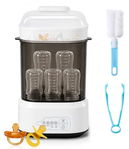 Baby Bottle Steriliser and Dryer, Auto Baby Bottle Steriliser, Electric Steam Steriliser for Baby Bottles, Breast Pump Accessories & Baby Stuff, Hold 5 Bottles and Pacifiers