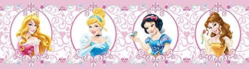 AG Design Selbstklebende Bordüre Disney Prinzessin, WBD 8065 | Wasserfest Kinderzimmer Wand Dekoration | Wandbordüre für Mädchen und Junge | Folie, Mehrfarbig | Breite 500 cm x Höhe 13.8 cm