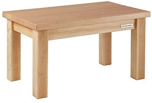 NATUREHOME Pflegeleichte Fußbank Buche ECO Natur geölt – handgemachter, robuster Schemel aus Massivholz