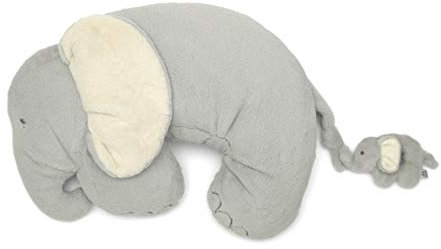Mamas & Papas Tummy Time Roll, Interactive Soft Baby Pillow with Integrated Rattle, Elephant & Baby