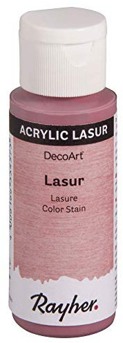 Rayher 35023258 Lasur, Flasche 59 ml, Holzlasur, Farbe für Holz, transparente, nicht deckende Acrylfarbe, veredelt unbehandeltes Holz und andere saugende Untergründe, rosé