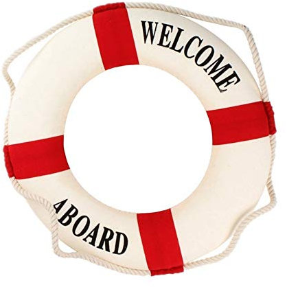 RAYLINE-DO Foam Nautical Life Lifebuoy Ring Boat Wall Decoration Door Hanging Ornament Home Restaurant Kindergarten Wall Hanging Decoration Red 45cm