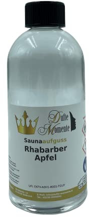 Dufte Momente Sauna Aufguss Konzentrat Rhabarber-Apfel - 500ml in PET-Flasche mit Tropfverschluss und Kindersicherung - auch für Profi Anwender
