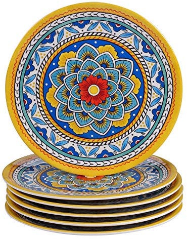 Certified International Portofino 9 Melamine Salad/Dessert Plate, Set of 6, Multi Colored