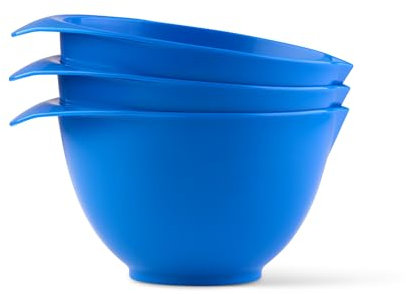 WePrep Lot de 3 bols mélangeurs avec bec verseur et poignée | Bleu foncé | Magnifiquement coloré | Compact, empilable et ergonomique | Fièrement fabriqué au Royaume-Uni