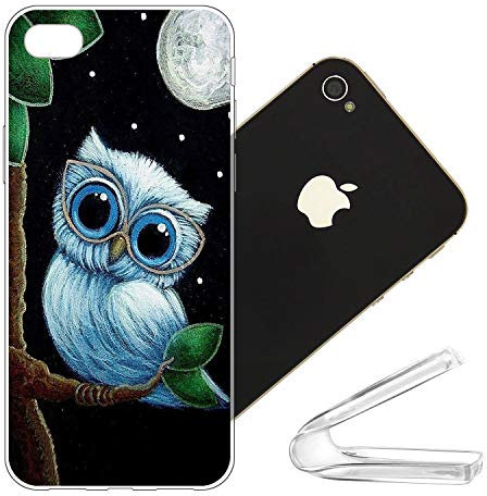 vingarshern Handyhülle iPhone 4s Hülle Silikon Bumper Case,Dünne Flex Weich Fallschutz Stoßfest Schutz Cover iPhone 4S Schutzhülle Silikonhülle Mit Muster,Eule