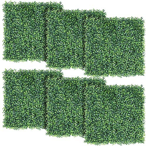 Yaheetech Artificial Boxwood Hedge Panels, 24PCS Plastic Faux Greenery Ivy Leaf Screening Privacy Fence Wall Landscaping Garden Home Balcony, Indoor/Outdoor Decoration, 50x50cm, Green