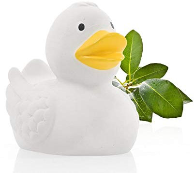 Schnabels Naturkautschuk-Ente (weiß) - Ente aus nachwachsenden und natürlichen Rohstoff - nachhaltiges Geschenk für Baby Kinder Freunde - Spielzeug Quietsche-Ente Deko Badewanne