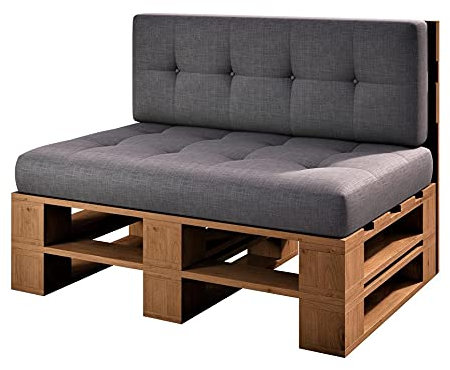 sunnypillow Palettenmöbel Europaletten Indoor und Outdoor Lounge Gartenmöbel Holz Gartenmöbel Set Lounge Möbel Terrasse Balkon Loft Stil Paletten | Eiche Bank 120 x 80 cm Höhe : 30 cm