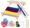 Homewit Weben für Kinder Set, DIY Holz Webrahmen Set 22 x 17cm Bespannen von Webrahmen, Holz Kinder-Webrahmen mit Farbige Wolle, Kettgarn und Zubehör, Webrahmen aus Holz Idea für Anfänger, Kinder