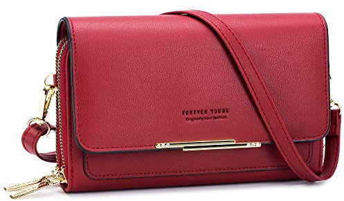 Roulens Klein Handy Umhängetasche,Damen Kleine Umhängetasche,PU Leder Crossbody Schultertasche Reisepass Handytasche mit Kartenschlitz Verstellbar Abnehmbar Schultergurt