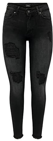 ONLY Damen Onlblush Mid Sk Raw ANK Dest Tai099 Noos Jeans, Washed Black, S EU