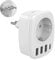 VINTAR Adapter Italien Steckdose, 5 in1 Reiseadapter Italien, mit 3 USB Anschlüssen und 1 USB C Anschluss, passend für Reiseadapter in Italien, Malediven, Chile, Uruguay, weiß, TYPL