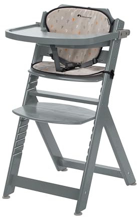 Bebeconfort Timba + Sitzkissen, Kinderhochstuhl Mitwachsend, 6 Monate - 10 Jahre, bis 30 kg, Hochstuhl Baby, Abnehmbares Tablett, Verstellbarer Sitz/Fußstütze, für Timba Baby, Warm Gray