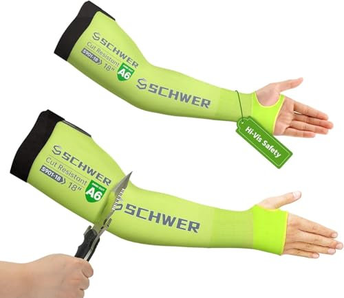 Schwer Manguito resistente al corte de gama alta para protección de la piel y abrasión Manguito resistente al corte para protección del antebrazo en jardinería, mantenimiento (1 par, amarillo)