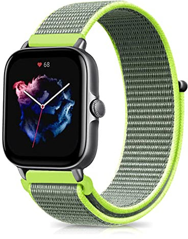 Niboow 20mm Armband für Amazfit GTS 3/4, Weiches Nylon Armband für Amazfit Bip Pro/Gelb