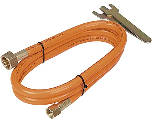 NEO Tools Gas Connection Hose 2 m - 5 m Long, Suitable for 11 kg Bottles, Special PVC Components, for The Popular Thread W21.8 L x 3/8 L, with 2 Practical Adjustment Keys (2 m)