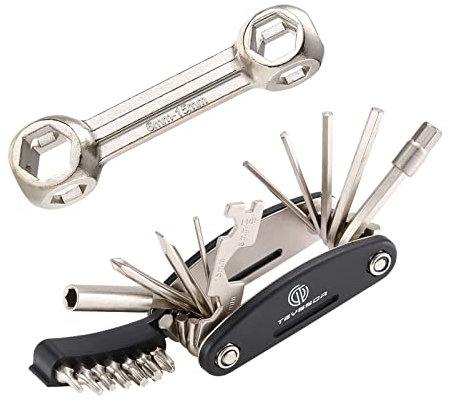 Teyssor Fahrrad Multifunktionswerkzeug mit Knochenschlüssel 20 in 1 Fahrrad Multitool Reparatursatz Faltbares Reparatur Werkzeug Set