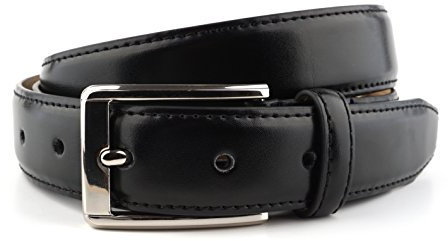 Massi Morino Gürtel Herren schwarz 115cm (3cm breit) Schwarzer Anzuggürtel für Männer I Businessgürtel