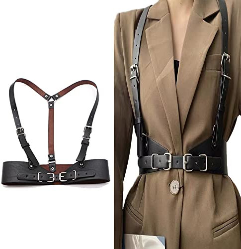 QKEPCY Arnés Corporal Ajustable Cinturón Decorativo Tirantes Estilo Gótico Complemento Vestimenta Mujer Elegante Accesorio Ropa