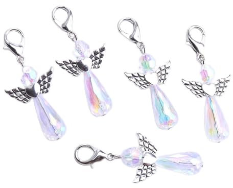 YIEUR 40 Stück Schutzengel Anhänger Weiß, Klein Engel Gastgeschenke Hochzeit Taufe, Perlenengel Konfirmation Geburtstag Handmade Geschenk für Gäste (Tropf)