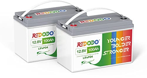Redodo LiFePO4 100Ah 12V [2 Pack] Lithium Batterie 100A BMS 2560Wh Kapazität LiFePO4 Akku Deep Cycle mit 4000-15000 Mal Tiefzyklus für Wohnmobil, Solare Heimanlagen, Camping, Boot