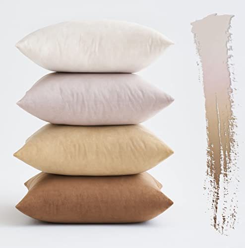 MIULEE Samt Kissenbezug 40x40 cm Kissenhülle Braun Serie 4er Set Sofakissen Samtkissen Dekorative Dekokissen Couchkissen Zierkissen Deko Farbverlauf Bezug Sofakissenbezug für Wohnzimmer Kinder Büro