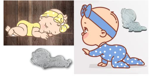Sredwtk 2Pcs Stanzschablonen Baby Cutting Dies Prägeschablonen Stanzformen Schablonen Für Scrapbooking, Fotopapier 3D Karten Handwerk Prägen DIY Herstellung Geschenk