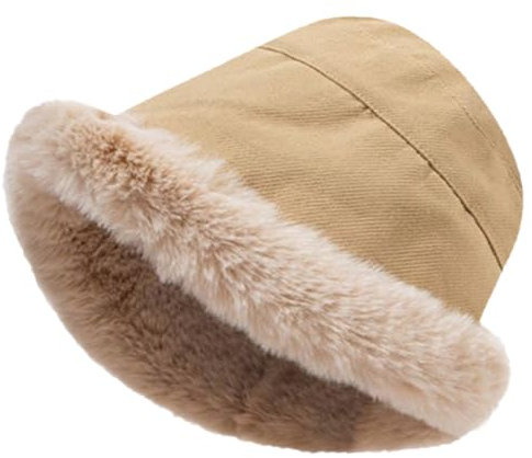 Rayson Damenmützen Winter Gefüttert Weit Elegant Mütze Damen Winter Bommel mit Ohrenschutz Fischerhut Damen Winter Winddichte Mütze Fleece Futter(Beige,One Size)