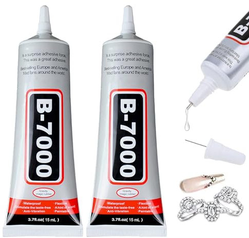 B7000 Super Glue - 2PCS 15ML Multi Functional Glue Transparent Paste Adhesive - Suitable for Glass,Wooden, Jewelery Metal Fabric