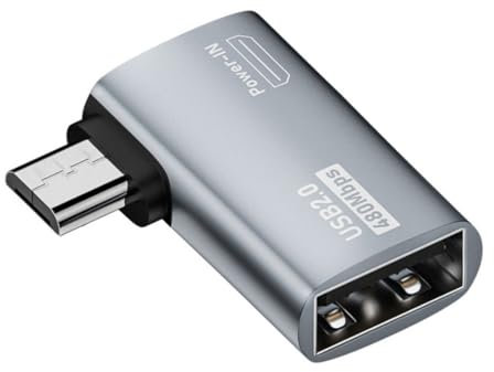 chenyang Adaptateur micro USB vers USB 2.0 OTG à angle droit avec alimentation USB pour téléphone et tablette, CY-U2-009-RI